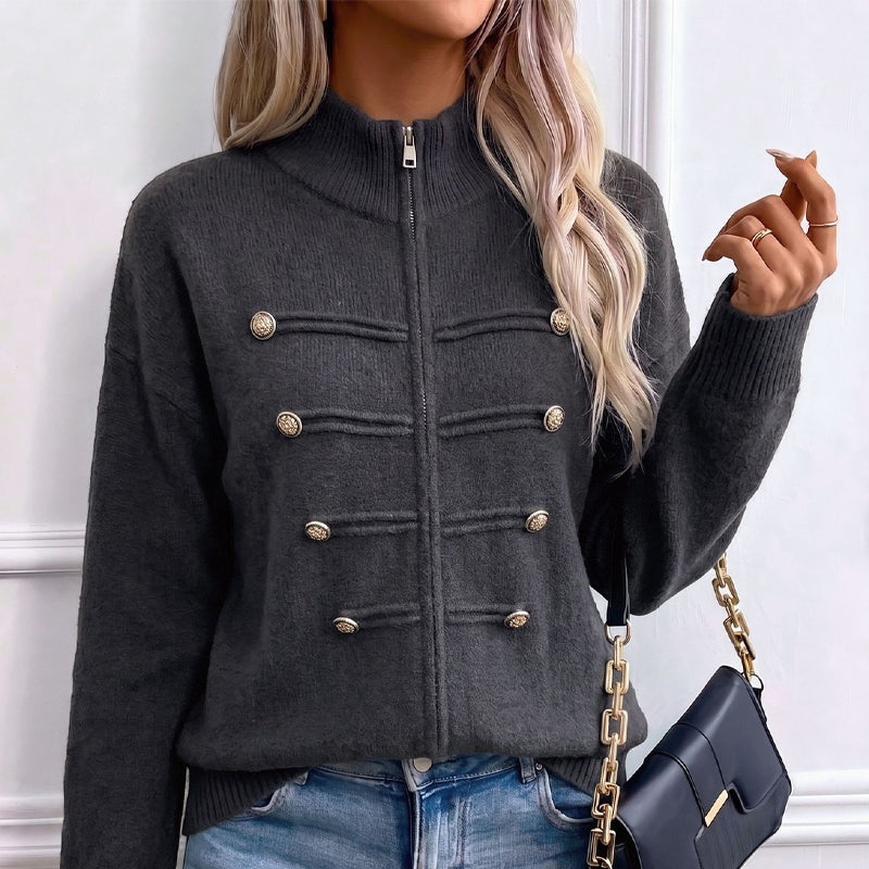 ⏳LAST DAY SALE ONLY￡25.50!🔥✨ Effortless Elegance | Women's Casual Double Zipper Sweater Jacket