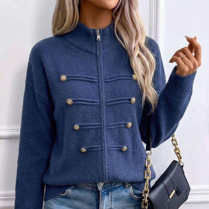 ⏳LAST DAY SALE ONLY￡25.50!🔥✨ Effortless Elegance | Women's Casual Double Zipper Sweater Jacket