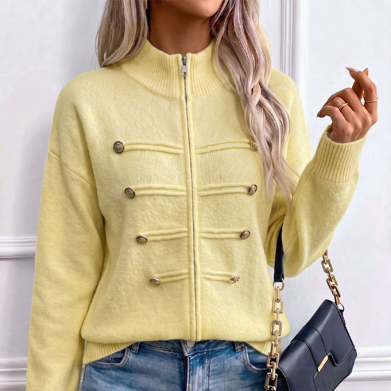 ⏳LAST DAY SALE ONLY￡25.50!🔥✨ Effortless Elegance | Women's Casual Double Zipper Sweater Jacket