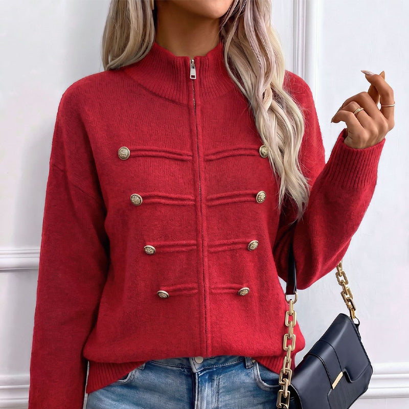 ⏳LAST DAY SALE ONLY￡25.50!🔥✨ Effortless Elegance | Women's Casual Double Zipper Sweater Jacket