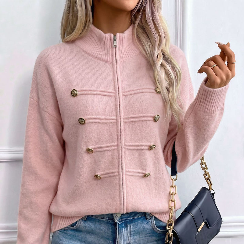 ⏳LAST DAY SALE ONLY￡25.50!🔥✨ Effortless Elegance | Women's Casual Double Zipper Sweater Jacket