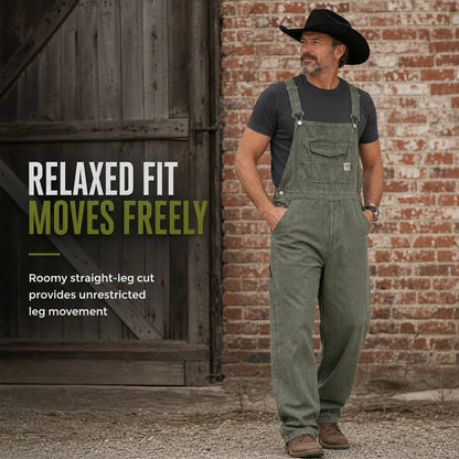 Men's Casual Loose Straight Leg Denim Overalls