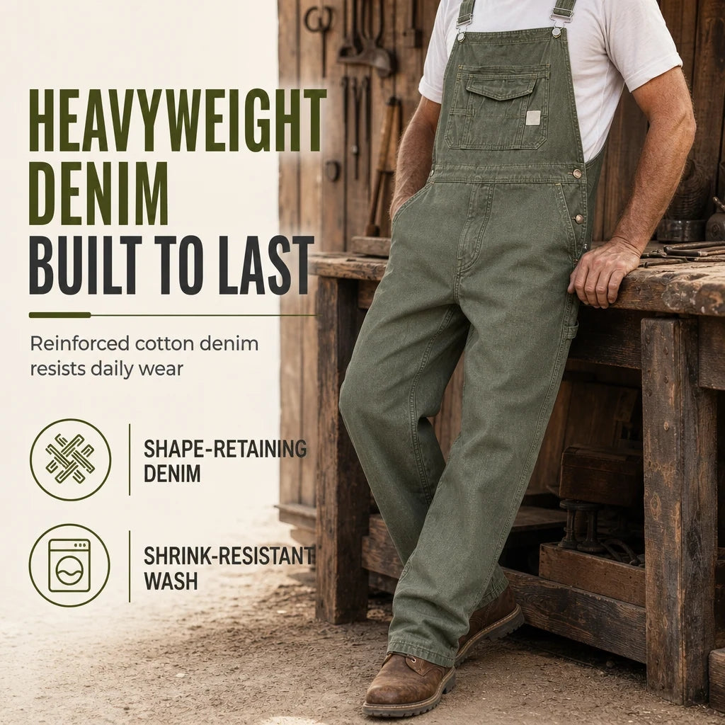 Men's Casual Loose Straight Leg Denim Overalls