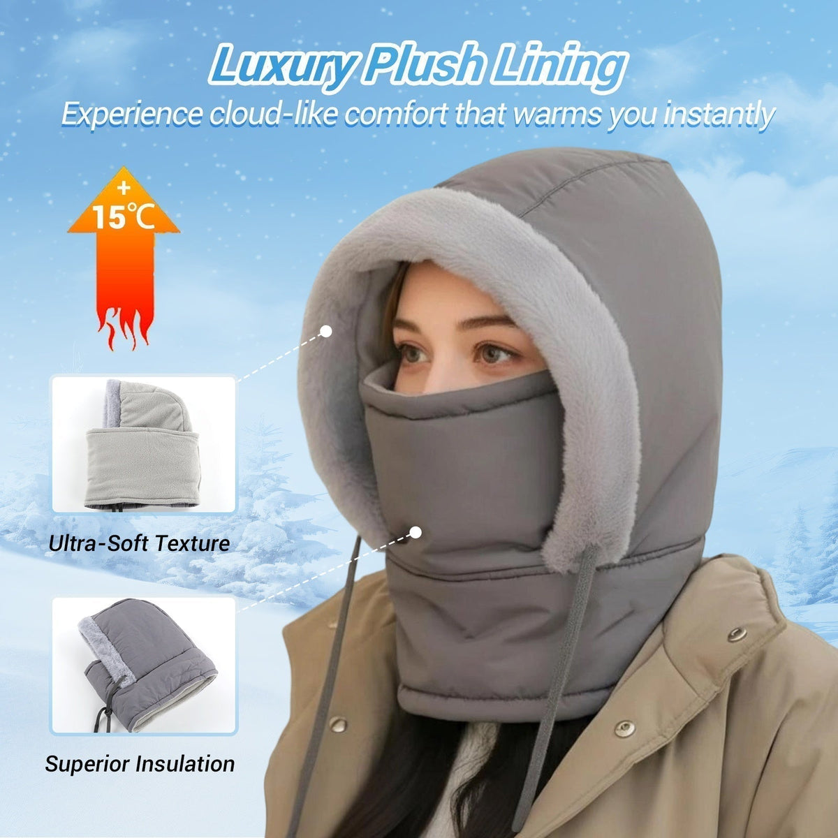 🎉Limited‑Time 28% OFF ❄️🔥Plush-lined Thickened Thermal Hat with Face Mask