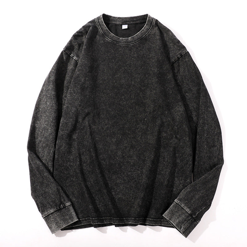 🖤Black Friday Sale🖤🔥 Vintage-Washed Oversized Long-Sleeve T-Shirt with Dropped Shoulders & Durable Ribbed Cuffs 🧥