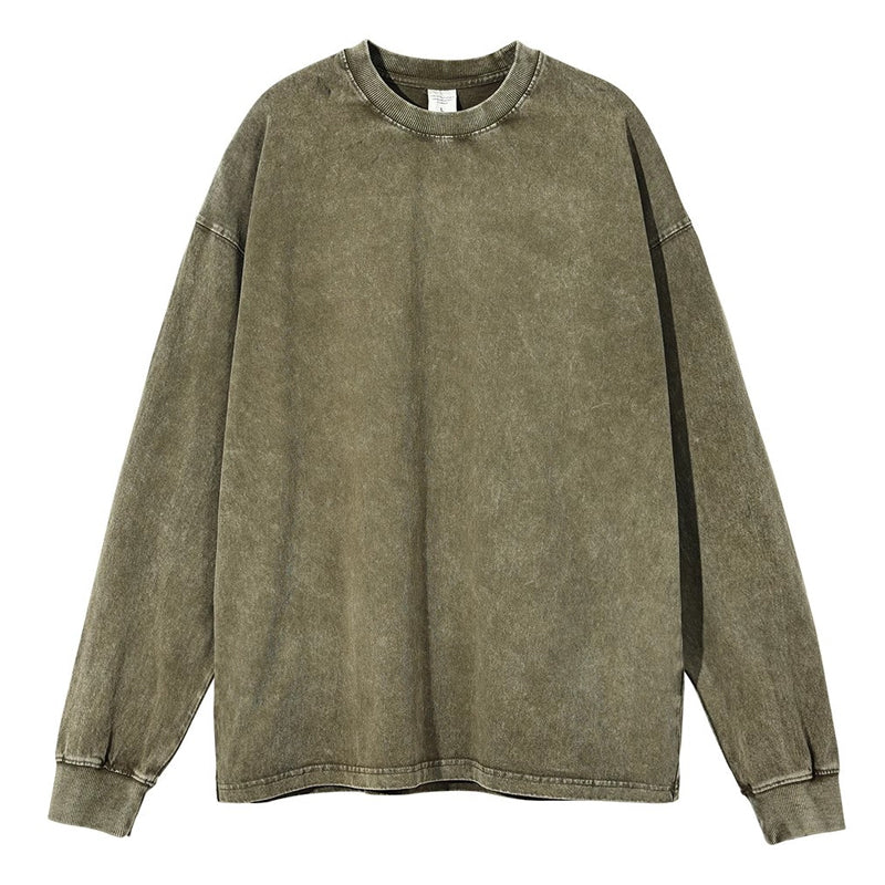 🖤Black Friday Sale🖤🔥 Vintage-Washed Oversized Long-Sleeve T-Shirt with Dropped Shoulders & Durable Ribbed Cuffs 🧥