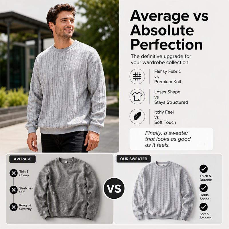 Hot Sale 50% OFF🔥Men's Cable Knit Crewneck Sweatshirt