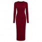 💖Black Friday Mega Deal – 50% off!💖🌹 Women's Long Sleeve Rib Knit Crewneck Bodycon Maxi Dress
