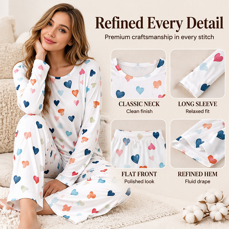 💖🌙 Sweetheart Dreams™ – Cute Heart-Print Cosy Pyjama Set ✨🩷