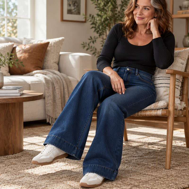 💖Black Friday Mega Deal – 50% off!💖 👖 Women's High Waist Thermal Wide-Leg Jeans☁️