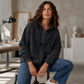 Women's Loose Zip-Up Hooded Denim Jacket