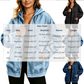 Women's Loose Zip-Up Hooded Denim Jacket