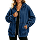 Women's Loose Zip-Up Hooded Denim Jacket