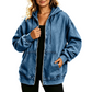 Women's Loose Zip-Up Hooded Denim Jacket