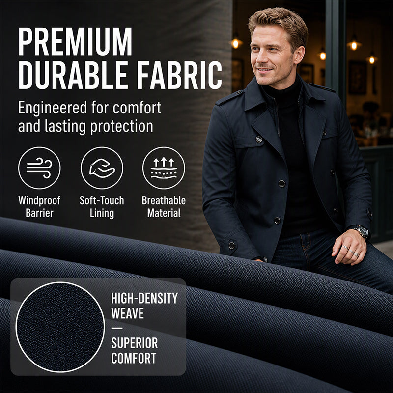 Men's Mid-Length Trench Coat with Detachable Liner