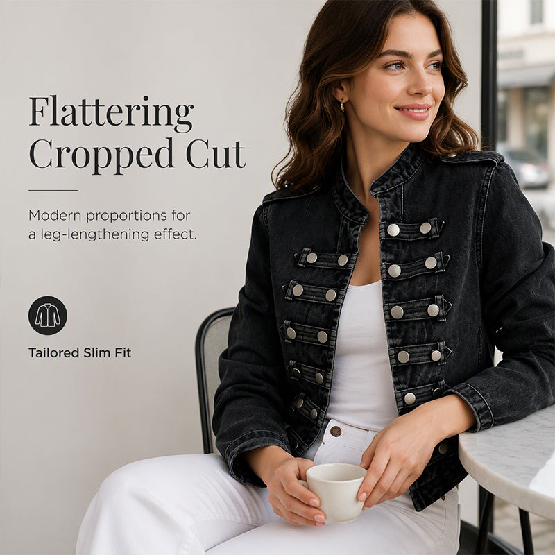 💖Black Friday Mega Deal – 50% off!💖 ✨Women's Vintage Symmetrical Button Denim Jacket