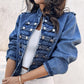 💖Black Friday Mega Deal – 50% off!💖 ✨Women's Vintage Symmetrical Button Denim Jacket
