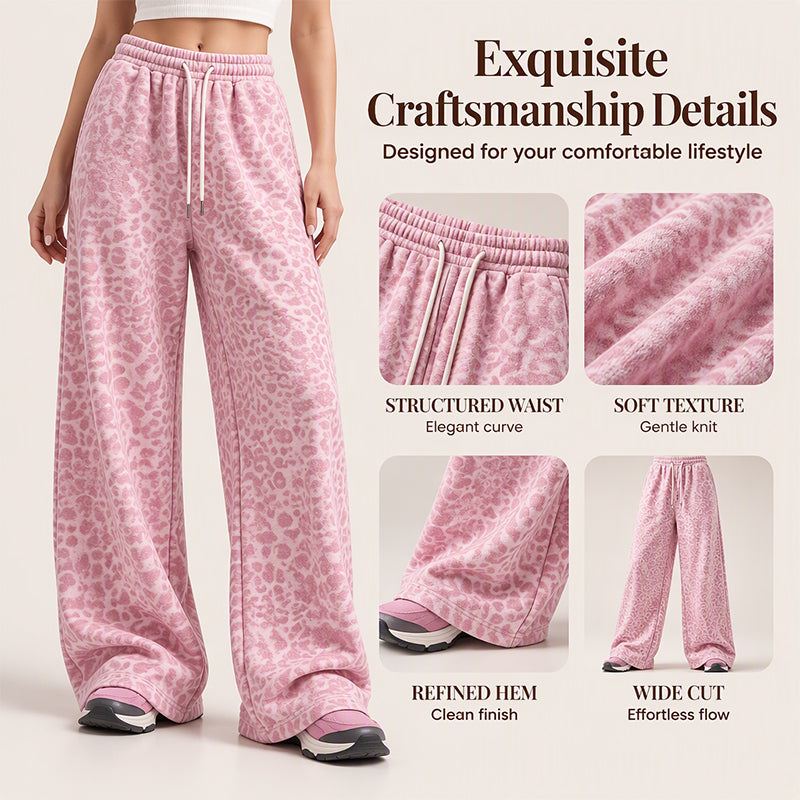 🐆 Wild & Stylish ✨ Women's Casual Leopard Print Wide-Leg Sweatpants – Relaxed Fit, Everyday Comfort 💕