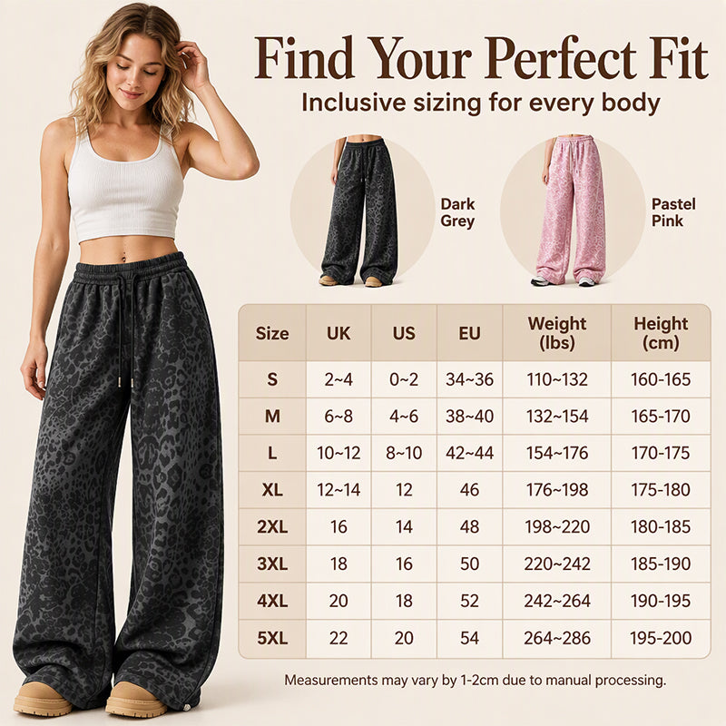 🐆 Wild & Stylish ✨ Women's Casual Leopard Print Wide-Leg Sweatpants – Relaxed Fit, Everyday Comfort 💕
