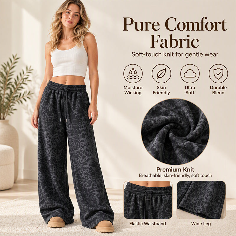 🐆 Wild & Stylish ✨ Women's Casual Leopard Print Wide-Leg Sweatpants – Relaxed Fit, Everyday Comfort 💕