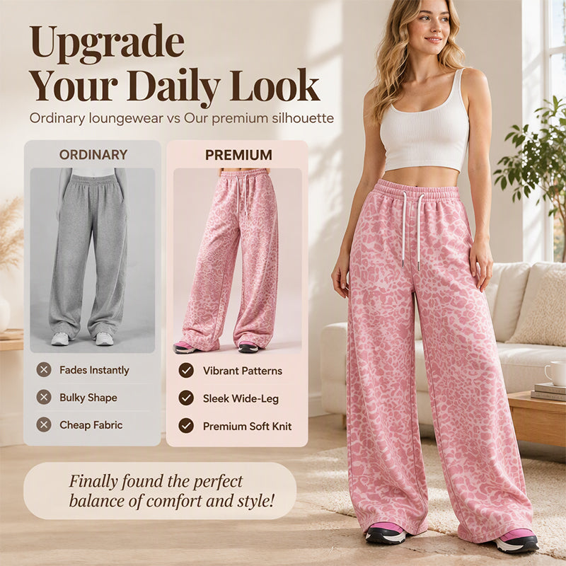 🐆 Wild & Stylish ✨ Women's Casual Leopard Print Wide-Leg Sweatpants – Relaxed Fit, Everyday Comfort 💕
