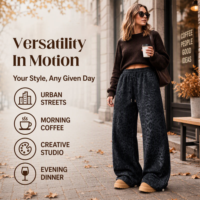 🐆 Wild & Stylish ✨ Women's Casual Leopard Print Wide-Leg Sweatpants – Relaxed Fit, Everyday Comfort 💕