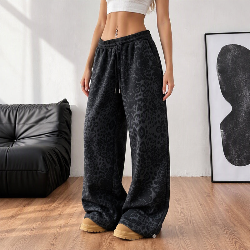 🐆 Wild & Stylish ✨ Women's Casual Leopard Print Wide-Leg Sweatpants – Relaxed Fit, Everyday Comfort 💕