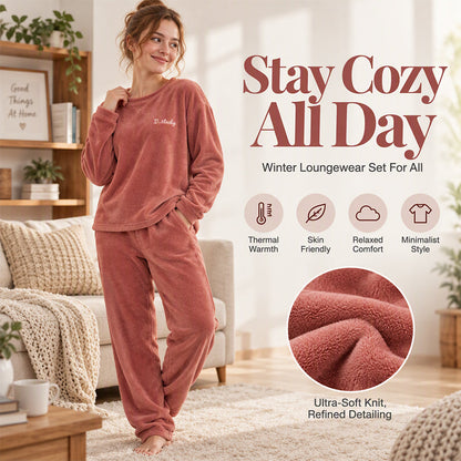 ❄️ Women's Ultra-Soft Coral Velvet Thermal Pyjama Set – Plush & Cosy 🧸