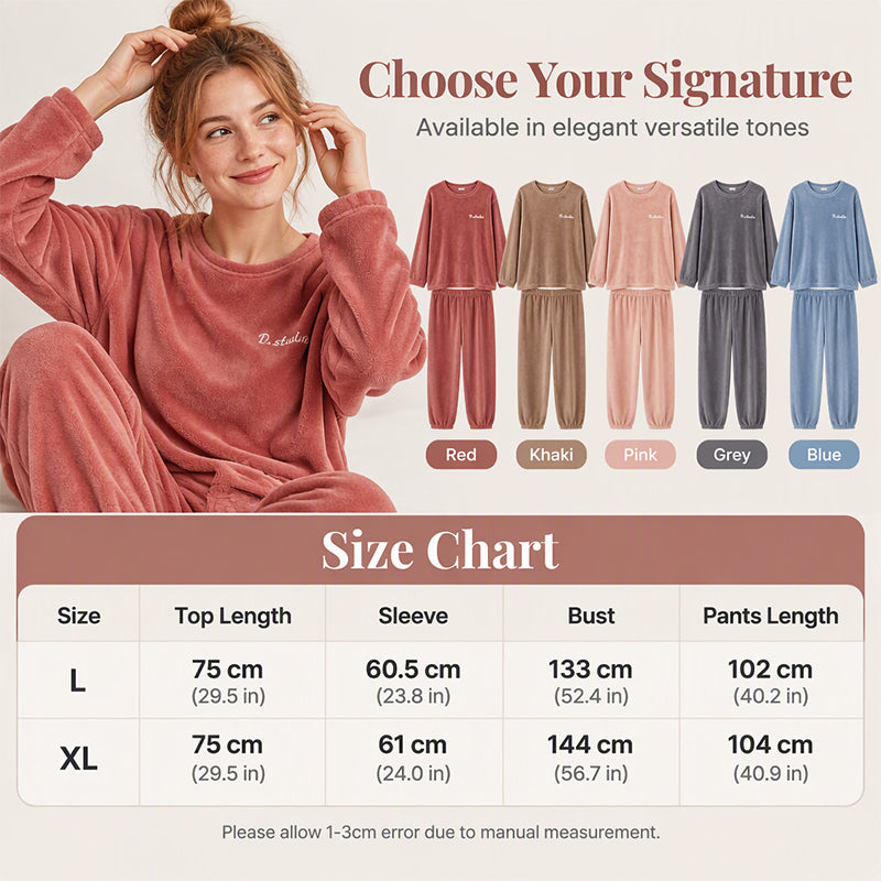 ❄️ Women's Ultra-Soft Coral Velvet Thermal Pyjama Set – Plush & Cosy 🧸