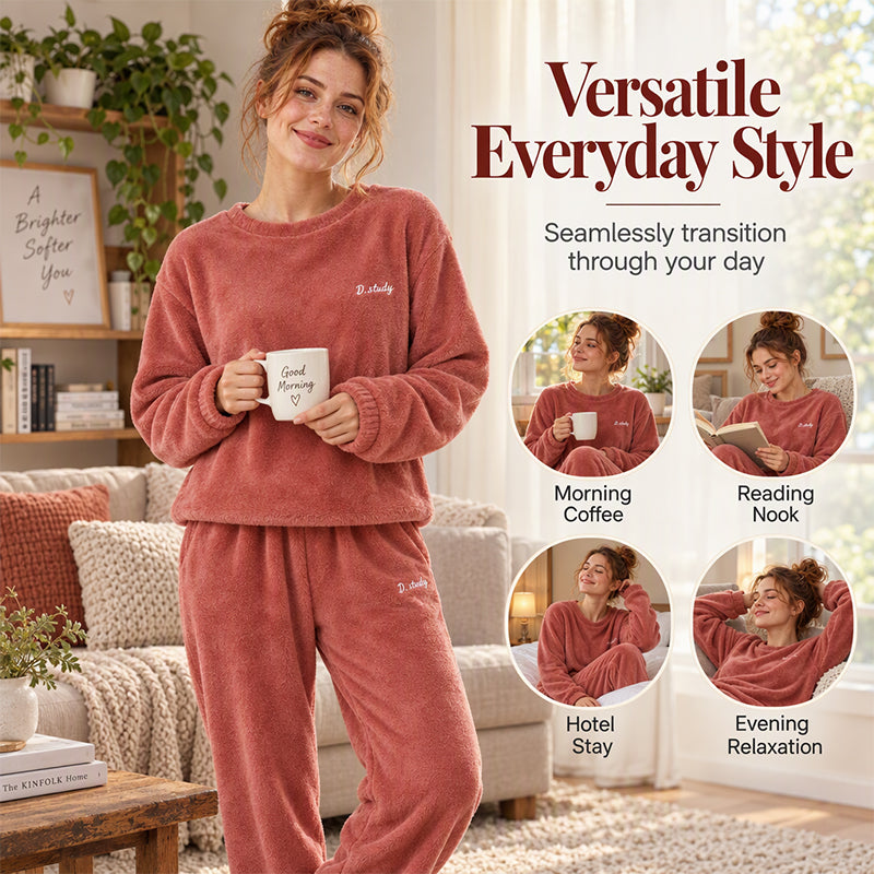 ❄️ Women's Ultra-Soft Coral Velvet Thermal Pyjama Set – Plush & Cosy 🧸
