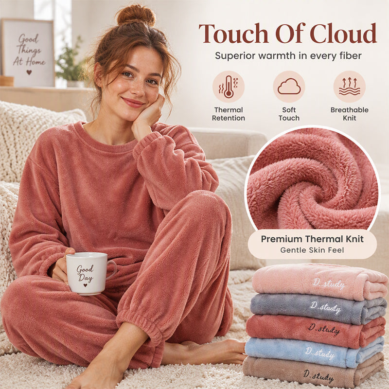 ❄️ Women's Ultra-Soft Coral Velvet Thermal Pyjama Set – Plush & Cosy 🧸