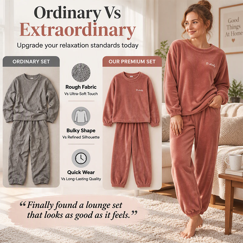 ❄️ Women's Ultra-Soft Coral Velvet Thermal Pyjama Set – Plush & Cosy 🧸