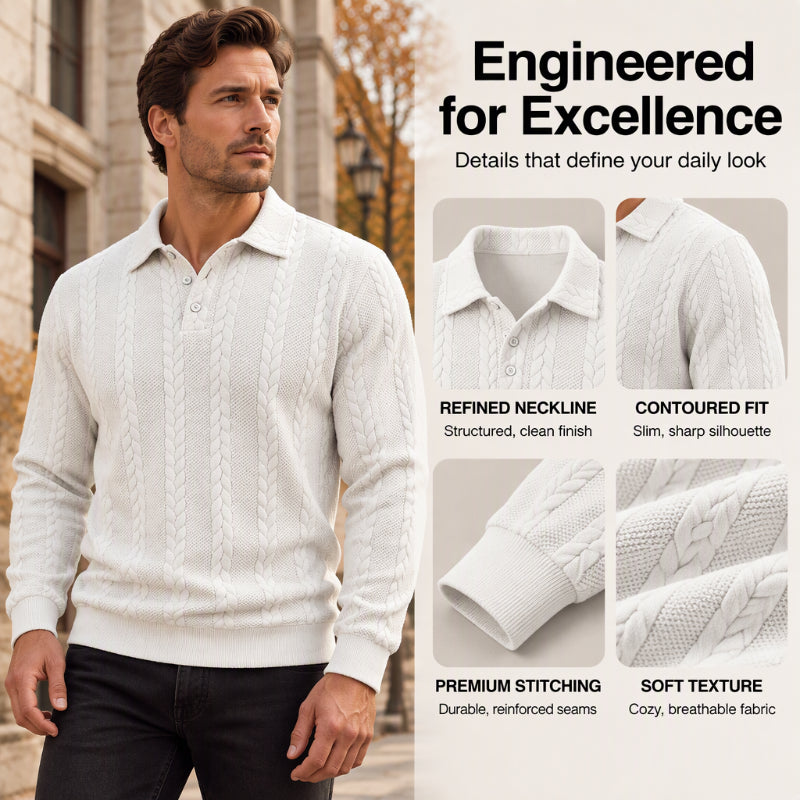 🖤Black Friday Sale:50% OFF🖤 ☕️ Men's Casual Jacquard Cable Texture Top