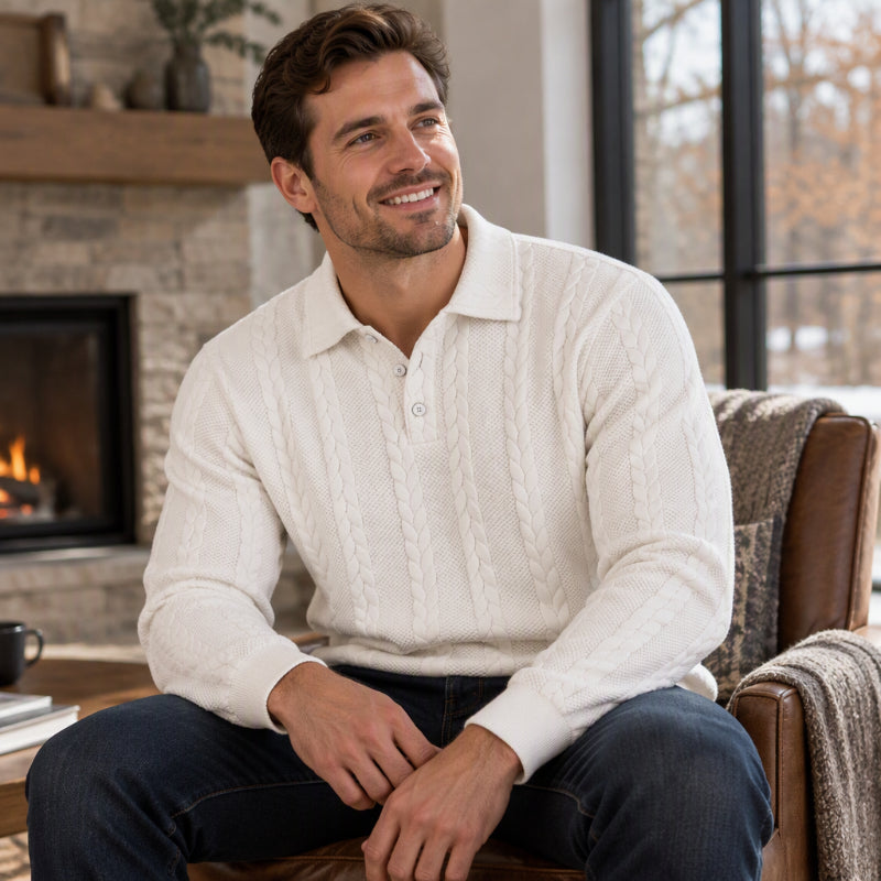 🖤Black Friday Sale:50% OFF🖤 ☕️ Men's Casual Jacquard Cable Texture Top