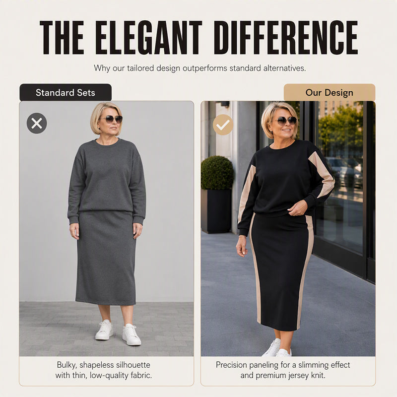 🖤Black Friday Sale🖤👗 Women's Knit Two-Piece Sweatshirt & Midi Skirt Set | Cozy & Coordinated – Effortless Chic for Everyday ✨