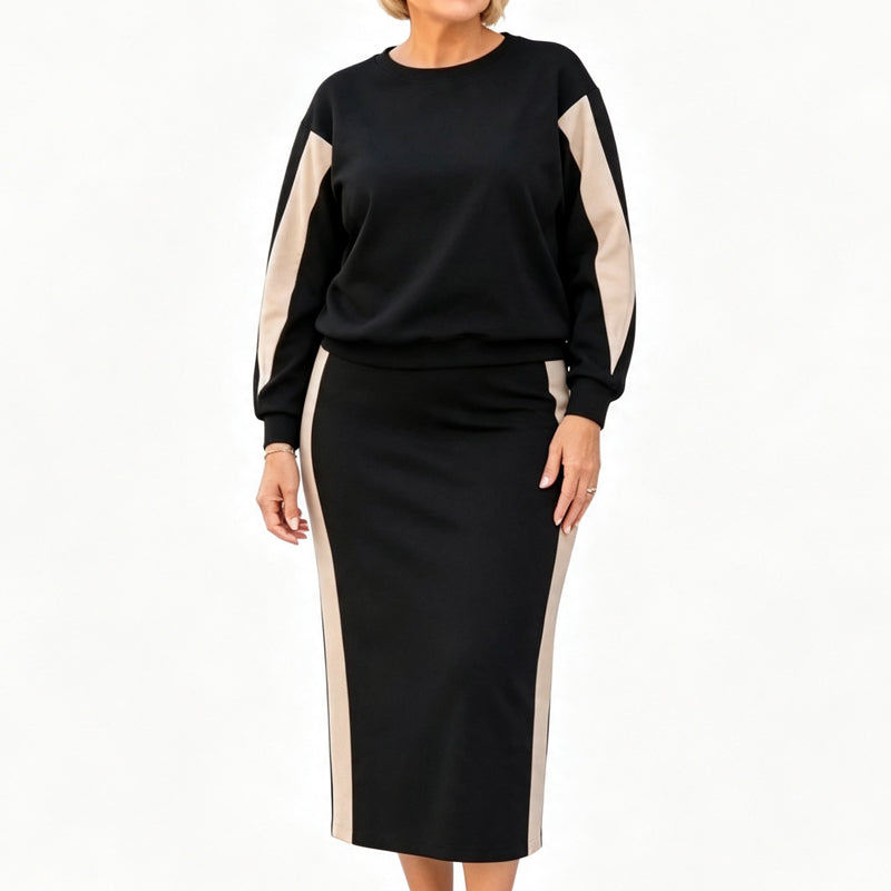 🖤Black Friday Sale🖤👗 Women's Knit Two-Piece Sweatshirt & Midi Skirt Set | Cozy & Coordinated – Effortless Chic for Everyday ✨