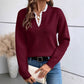 💖Black Friday Mega Deal – 50% off!💖 🍂 Women's Mock Neck Lace Trim Knit Sweater