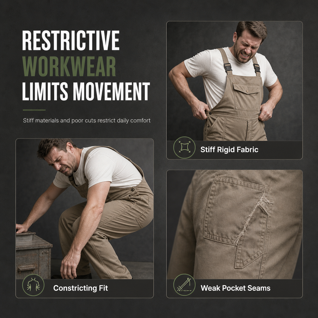 Men's Casual Loose Straight Leg Denim Overalls