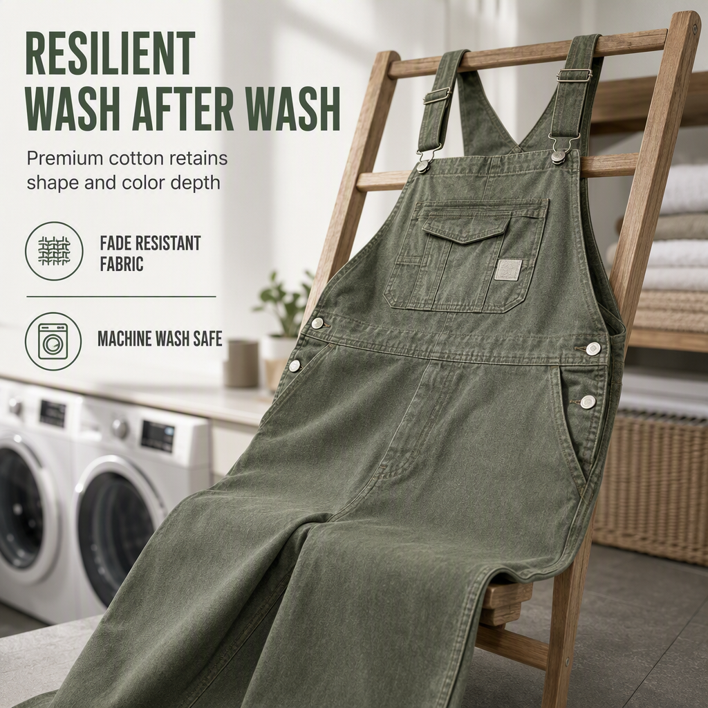 Men's Casual Loose Straight Leg Denim Overalls