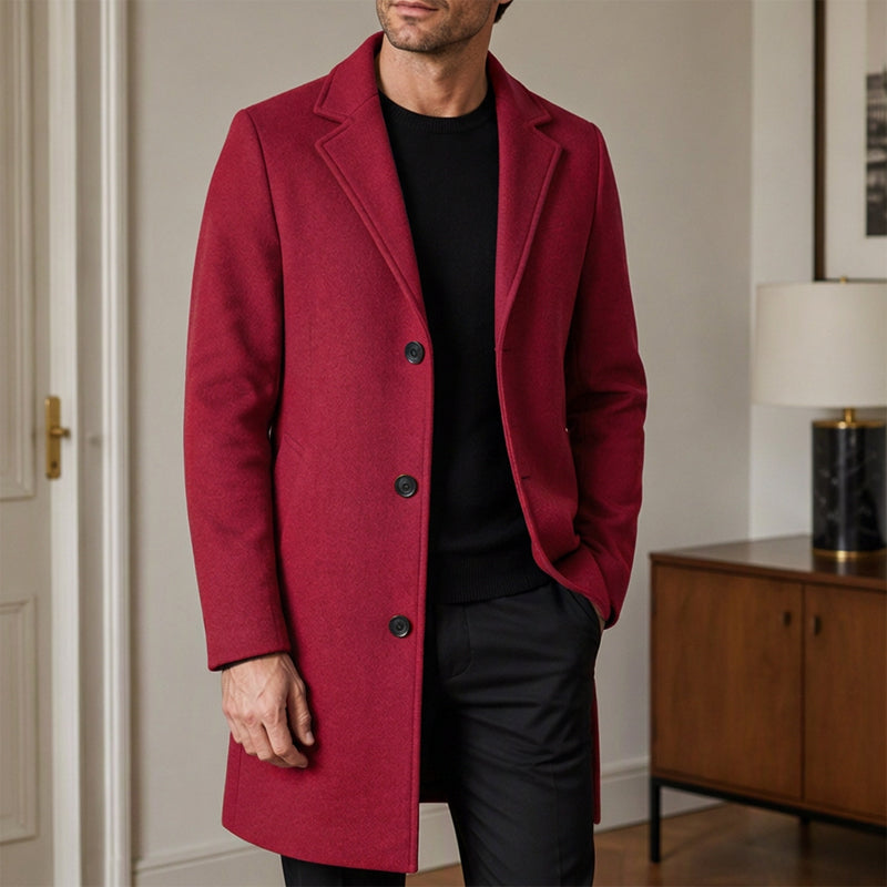 Men's Classic Mid-Length Single-Breasted Coat