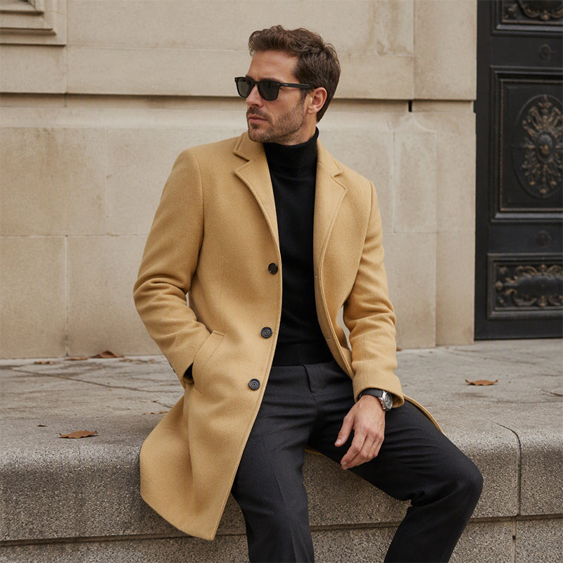 Men's Classic Mid-Length Single-Breasted Coat