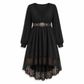 🖤 Women's Elegant Floral Lace Dress with Flowing High-Low Hem ✨