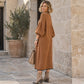Women's Textured Knit Puff Sleeve Midi Dress