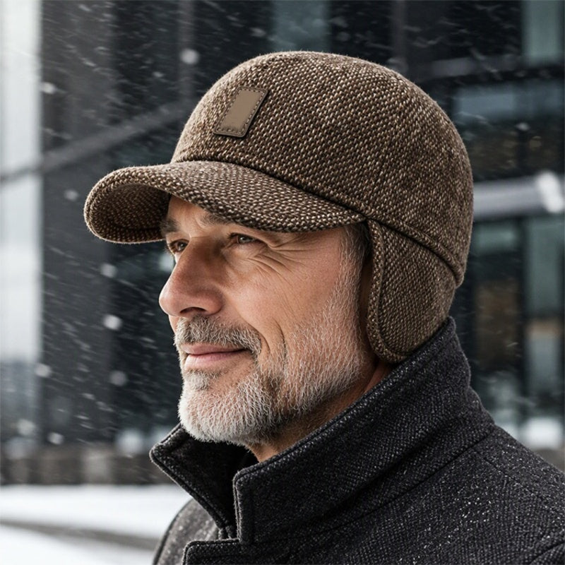 Men's Warm Baseball Cap with Ear Flaps