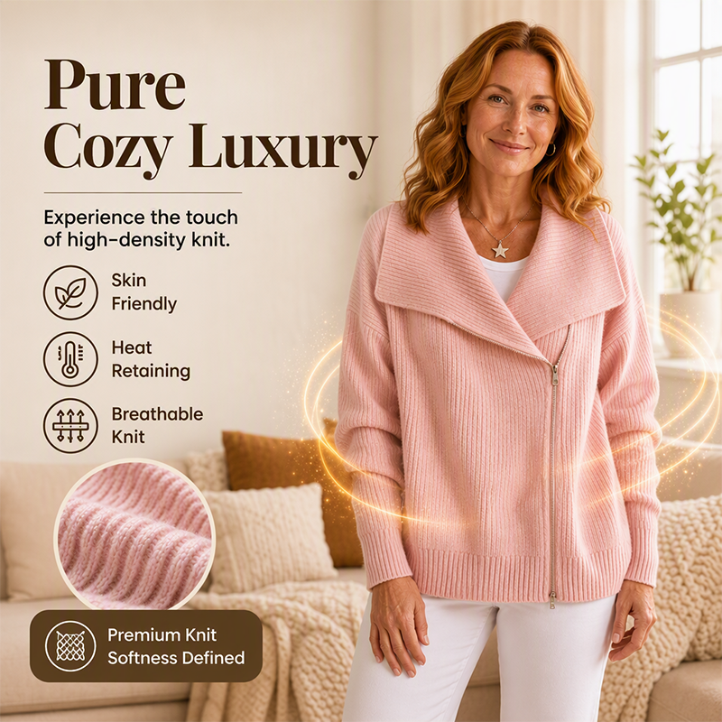 Women's Chic Asymmetrical Zip Up Sweater Jacket