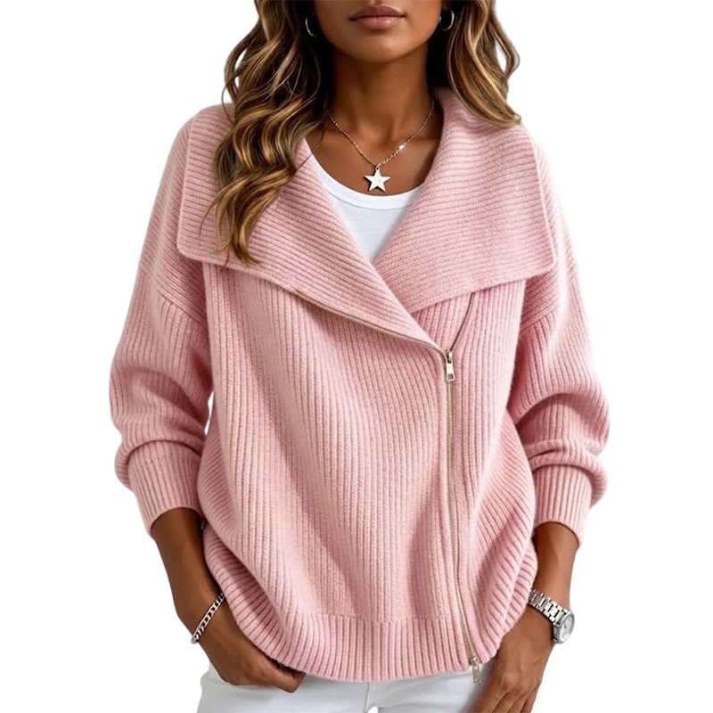 Women's Chic Asymmetrical Zip Up Sweater Jacket