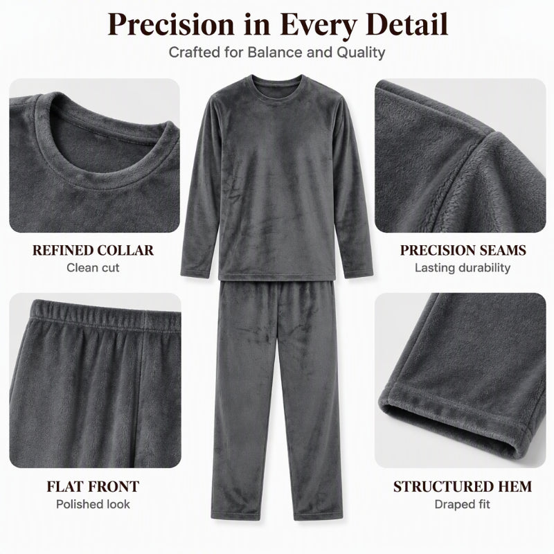 🌙 All-Night Warmth, Soft Velvet Feel | Men's Cozy Thermal Velvet Pajama Set🔥𝙁𝙧𝙚𝙚 𝙎𝙝𝙞𝙥𝙥𝙞𝙣𝙜