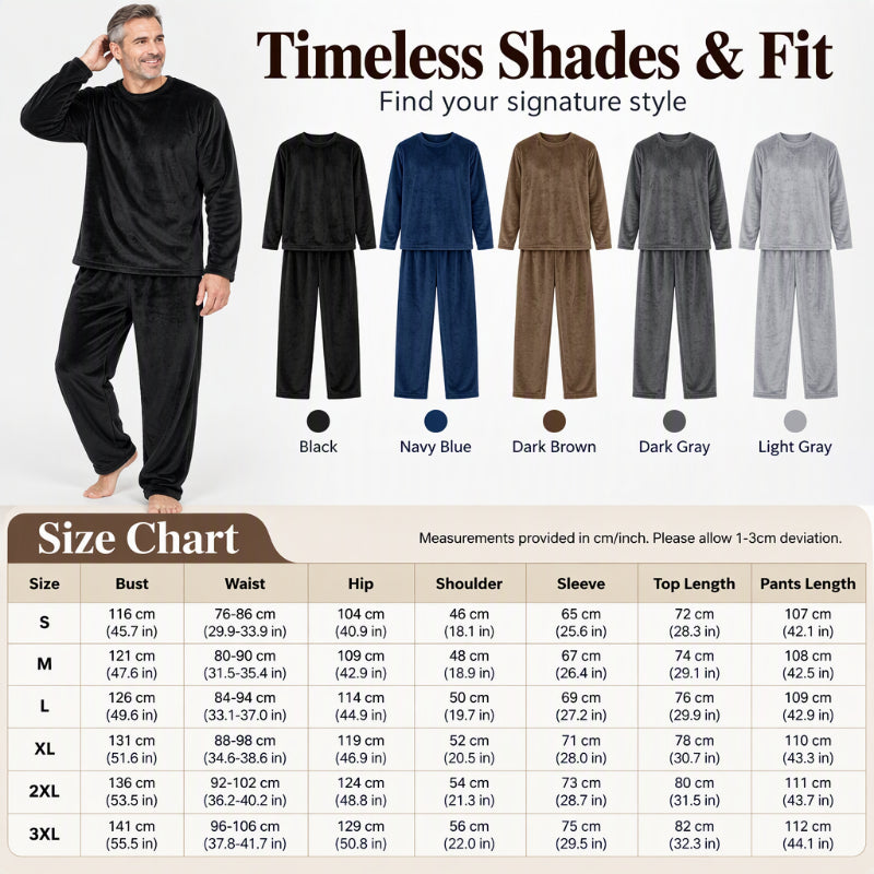 🌙 All-Night Warmth, Soft Velvet Feel | Men's Cozy Thermal Velvet Pajama Set🔥𝙁𝙧𝙚𝙚 𝙎𝙝𝙞𝙥𝙥𝙞𝙣𝙜