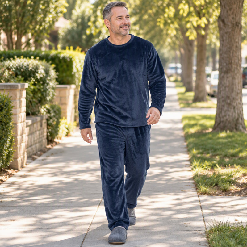 🌙 All-Night Warmth, Soft Velvet Feel | Men's Cozy Thermal Velvet Pajama Set🔥𝙁𝙧𝙚𝙚 𝙎𝙝𝙞𝙥𝙥𝙞𝙣𝙜
