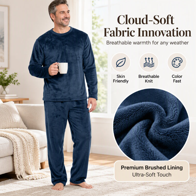 🌙 All-Night Warmth, Soft Velvet Feel | Men's Cozy Thermal Velvet Pajama Set🔥𝙁𝙧𝙚𝙚 𝙎𝙝𝙞𝙥𝙥𝙞𝙣𝙜